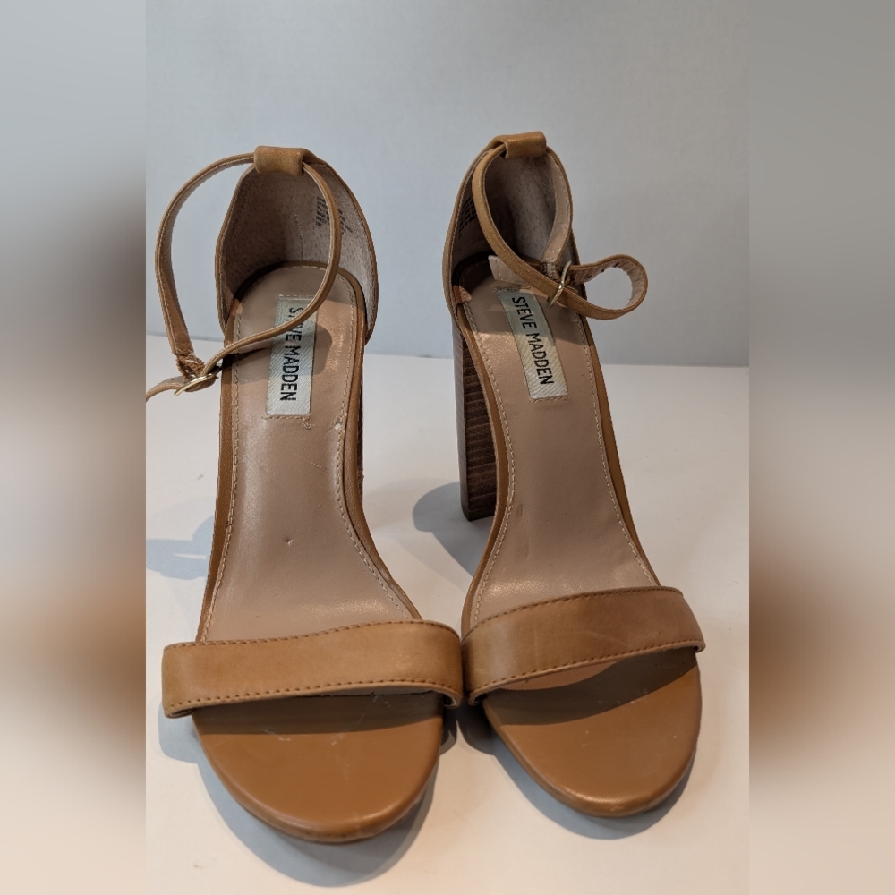 Steve Madden Tan Ankle Strap Heels